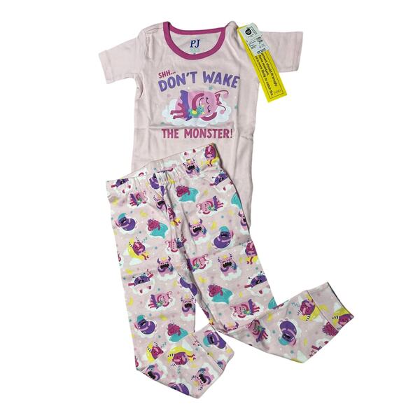 PJ Place Pink Cameo Don't Wake the Monster Pajama Set 3T - Picture 1 of 8